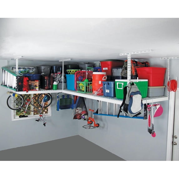 (2-Pack) MonsterRAX 4x8 Overhead Garage Storage Rack - 600 lb Weight Capacity per Rack - 24" - 45" Drop Down