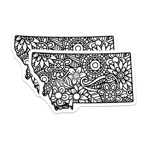 (2 Pack) Montana State Magnets - Floral Design Magnet - State Pride Decor - 5" On Longest Side - Premium Magnet - for Cars, Refrigerators, Toolboxes, Lockers - Made in USA - MAG17678