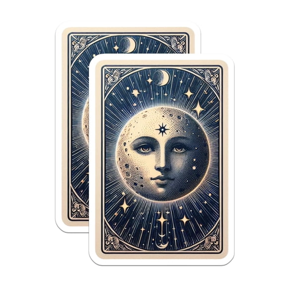 (2 Pack) Moon Face Magnets - Celestial Starry Night Sky Decor - Mystical Tarot Card Art - Esoteric Spiritual Fridge Magnets - 5 Inches On Longest Side - Thick Durable Magnet - Made in USA - MAG20622