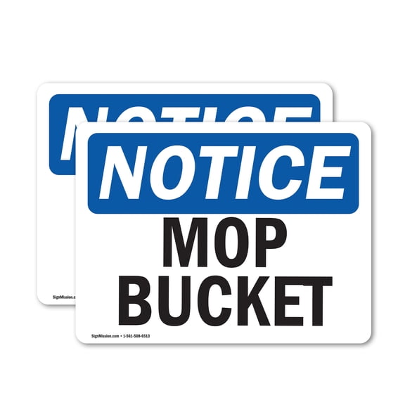 (2 Pack) Mop Bucket OSHA Notice Sign 24 Inch X 18 Inch Vinyl Label Decal Sticker Weather Resistant, UV Protected for Workplace, Business, and Construction Site, Made in the USA