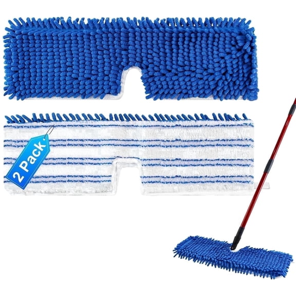 2 Pack Mop Heads Replacement for Oceda Flip Mop, Microfiber Reusable Washable Double-Sided Refill Compatible with Hardwood Floor 'N More Dual-Action Flip Mop