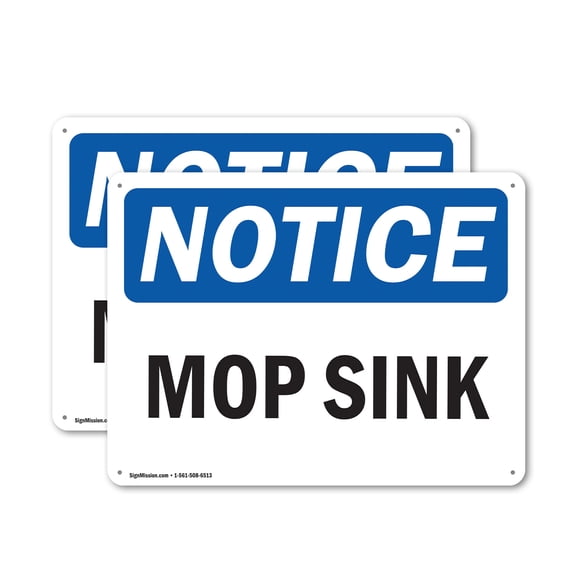 (2 Pack) Mop Sink OSHA Notice Sign 14 Inch X 10 Inch Plastic Sign, Weather Resistant, UV Protected for Workplace, Business, and Construction Site, Made in the USA