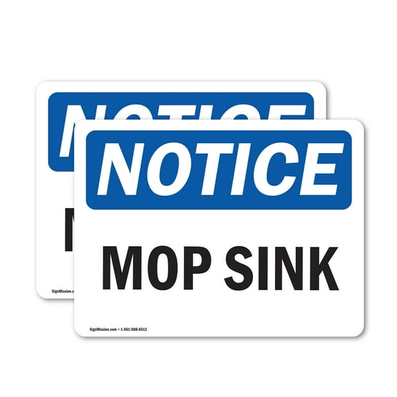 (2 Pack) Mop Sink OSHA Notice Sign 7 Inch X 5 Inch Vinyl Label Decal Sticker Weather Resistant, UV Protected for Workplace, Business, and Construction Site, Made in the USA