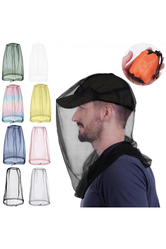 2 Pack Mosquito Net Face Cover for Hiking Camping Fishing Outdoor Activities – Lightweight Breathable Insect Protection Mesh Headgear for Adults Navy XL