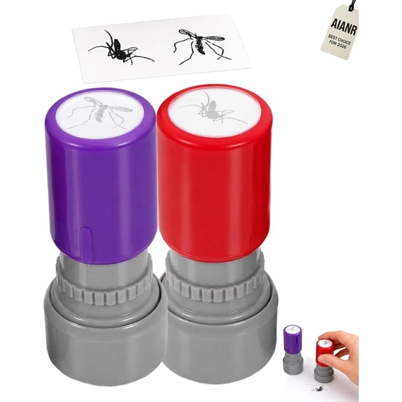 2 Pack Mosquito Stamp Prank Self Inking Novelty Funny Stamper Set Realistic Bug Pattern for Party Favor Office Joke Craft Projects Desk Gift Supplies StationeryChapter cover color random