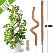 2 Pack Moss Pole, 25 Inch Bendable Moss Pole for Monstera, Moss Poles for Climbing Indoor, Coir Pole Sticks Support Stakes for Potted Plants, Pothos, Philodendron