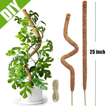 2 Pack Moss Pole, 25 Inch Bendable Moss Pole for Monstera, Moss Poles for Climbing Indoor, Coir Pole Sticks Support Stakes for Potted Plants, Pothos, Philodendron