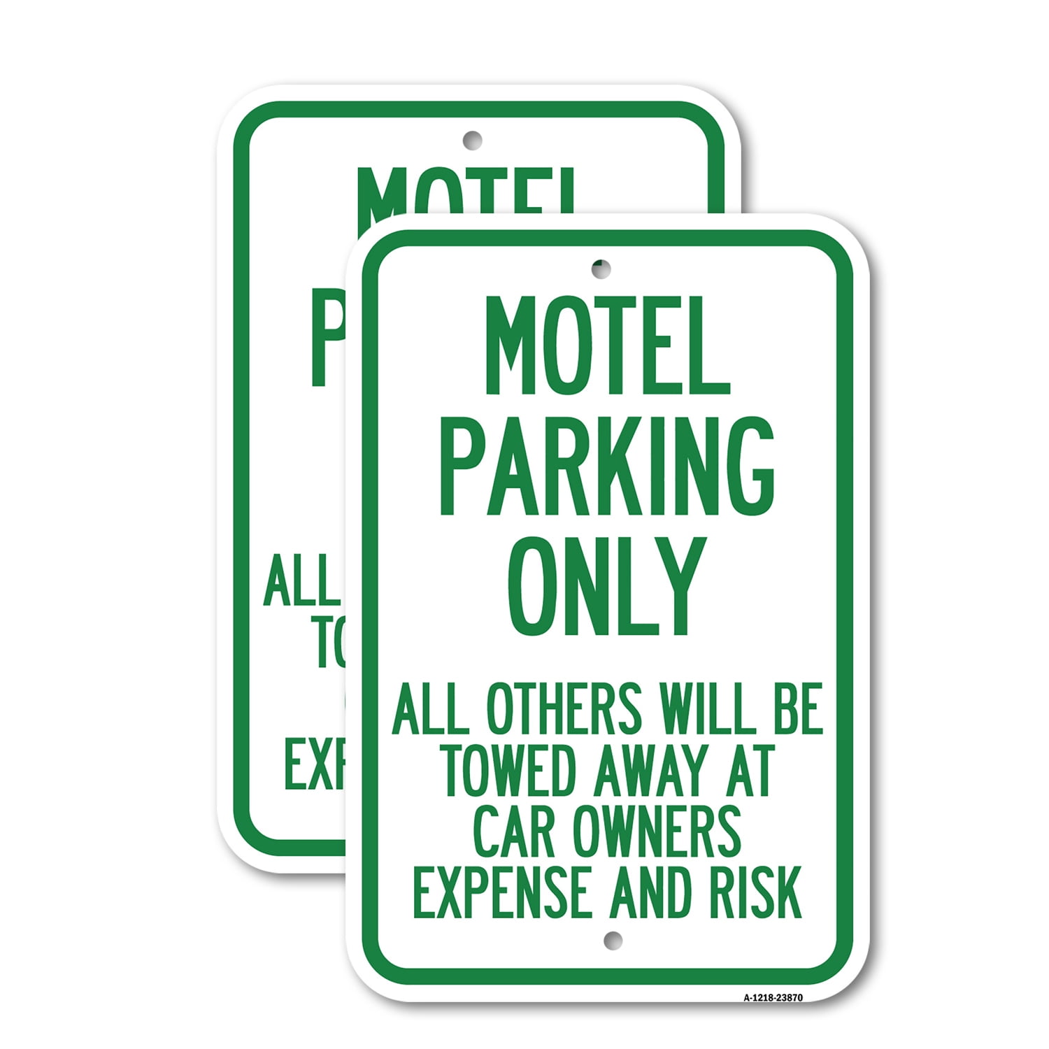 (2 Pack) Motel Parking Only All Others Towed | 12" X 18" Heavy-Gauge ...