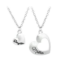 2-Pack Mother Daughter Mother's Day Hollow Heart Pendant Necklace - Alloy Jewelry for Mom & Daughter, 2pc Set