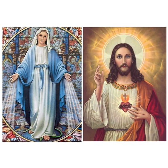 2-Pack Mother Mary Diamond Painting Kits - Jesus Full Drill 5D DIY Diamond Art for Adults Kids Home Wall Decor Gifts, 12x16in, Pattern#15