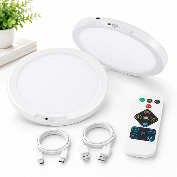 2 Pack Motion Sensor Flush Mount Ceiling Lights with Remote, Adjustable Color Temperature, Cordless Magnetic Installation