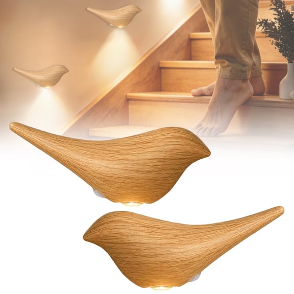 2-Pack Motion Sensor Night Light Indoor,Rechargeable Wireless Led Wall Lights,Magnetic Bird Wall Lamp Sconce, Warm Glow Battery Operated Lights for Bedroom,Stairs,Landing(Yellow)