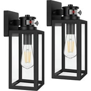 Nordic Hygge 2-Pack Motion Sensor Outdoor Light Fixtures Scones, Porch Light LED Bulb with Clear Glass