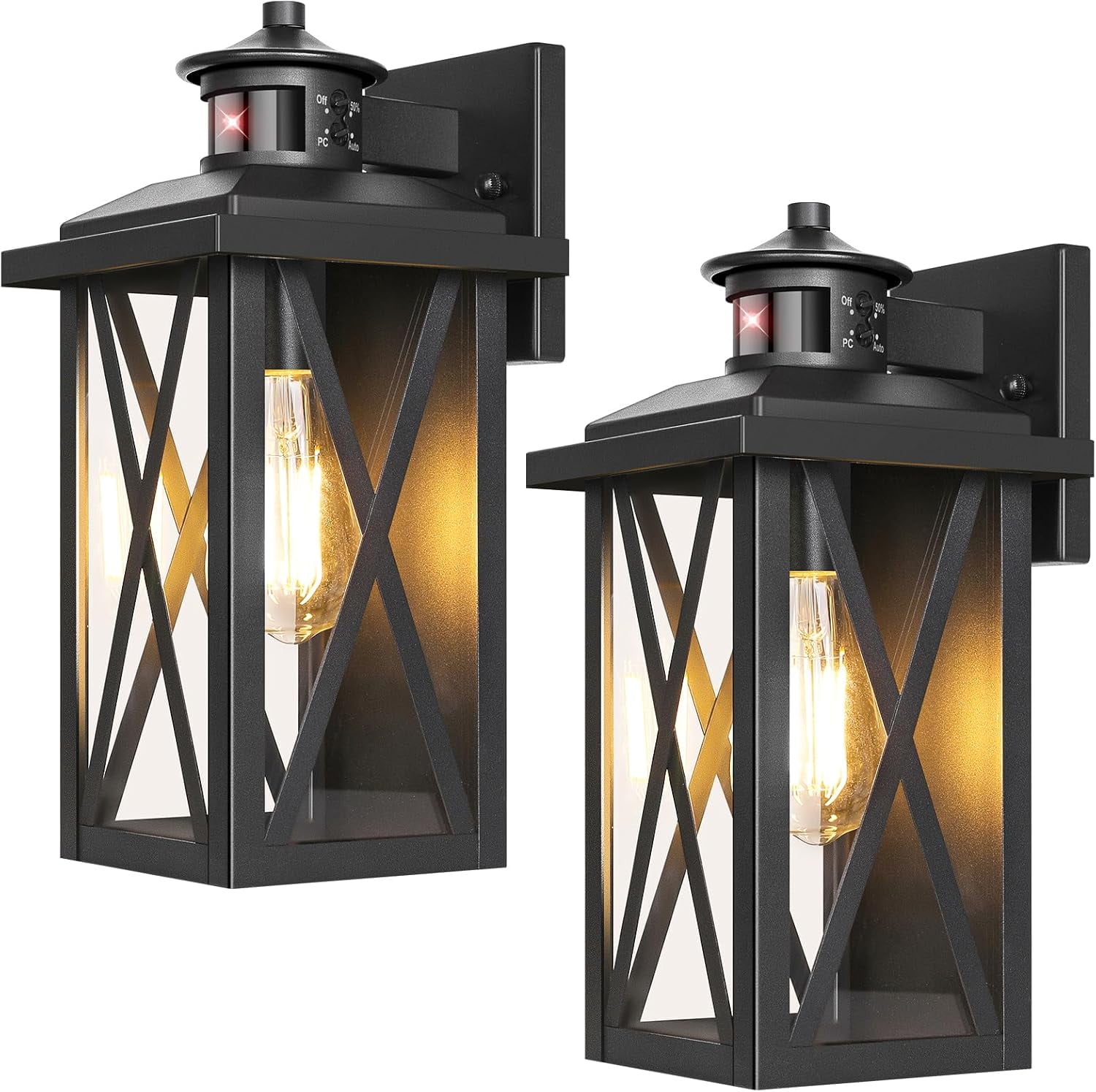 View of 2-Pack Motion Sensor Outdoor Wall Lights, Upgraded Dusk to Dawn Outdoor ...