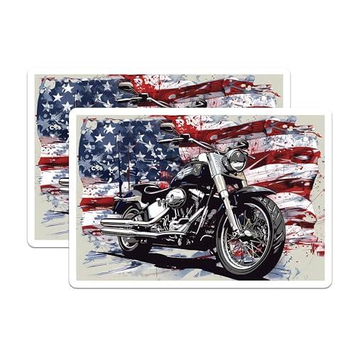 (2 Pack) Motorcycle Freedom Magnets Magnets - American Flag - Patriotic Decor - 5" On Longest Side - Made in USA - Sticks to Refrigerators & Metal Surfaces - MAG9206