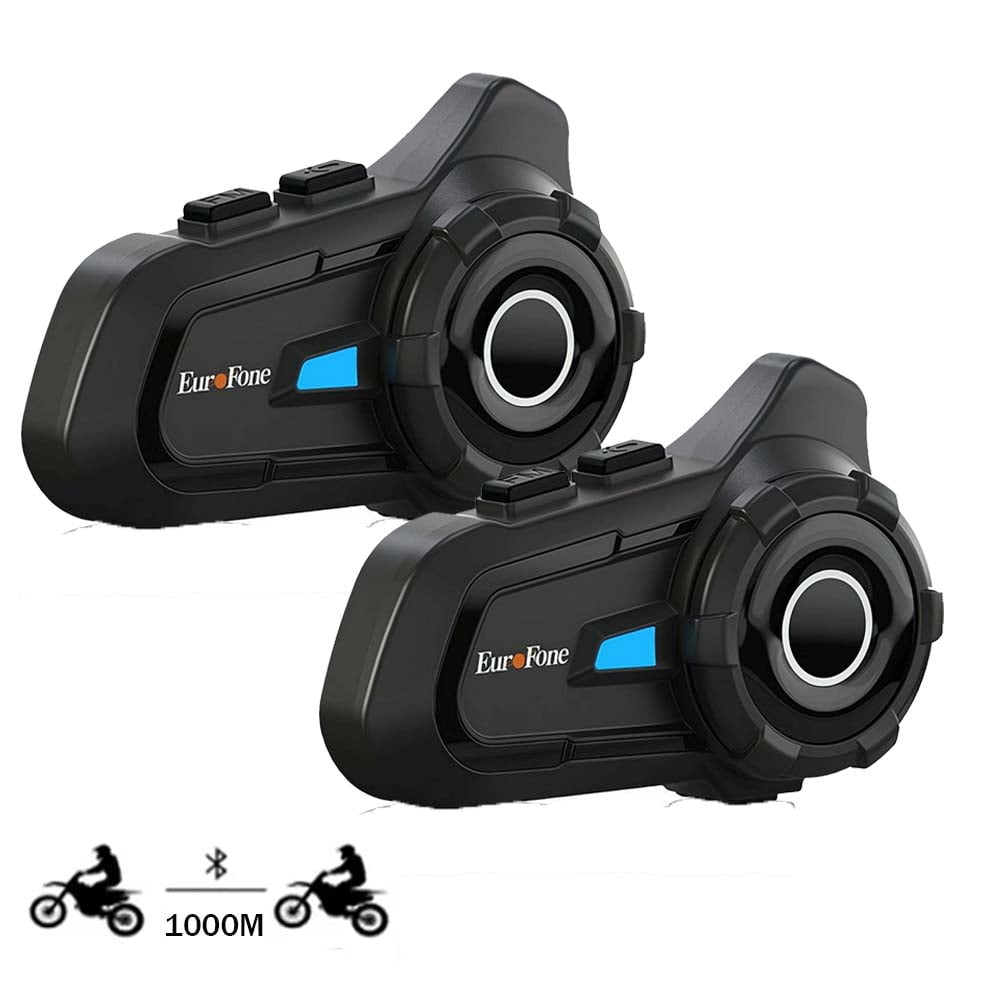 2 Pack Motorcycle Helmet Headset Bluetooth Intercom 2-Way Communication System, 1000m Range, IP67 Waterproof