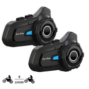 2 Pack Motorcycle Helmet Headset Bluetooth Intercom 2-Way Communication System, 1000m Range, IP67 Waterproof