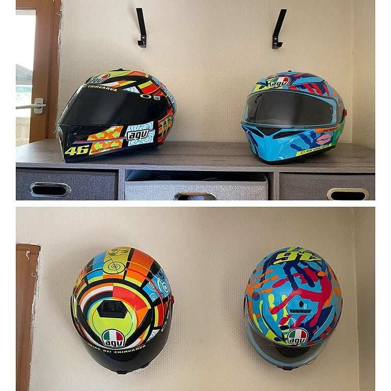 2 Pack Motorcycle Helmet Hook Multi Purpose Jacket Hanger Keys Bags Holder Wall Mount Rack Cloth Display Rack Hat Hook for Home Kitchen Door Cabinet