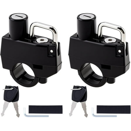 2 Pack Motorcycle Helmet Lock, Helmet Holder Hook for 7/8" 22mm Handlebar, Anti Theft Security Lock for Motorbike Bike Frame Tube Bumper Luggage Rack (Keyed Alike)