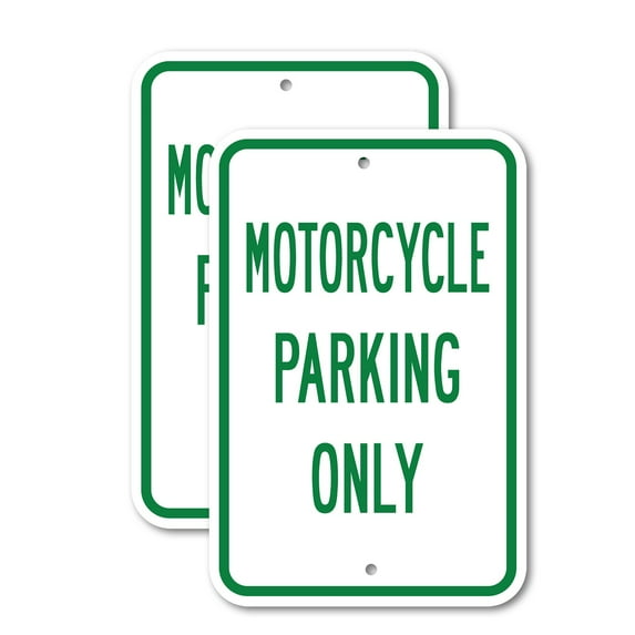 (2 Pack) Motorcycle Parking Only | 12" X 18" Heavy-Gauge Aluminum Sign | Rust Free Aluminum, Weather Resistant, Waterproof, Fade Resistant, 2 Pre-drilled Holes