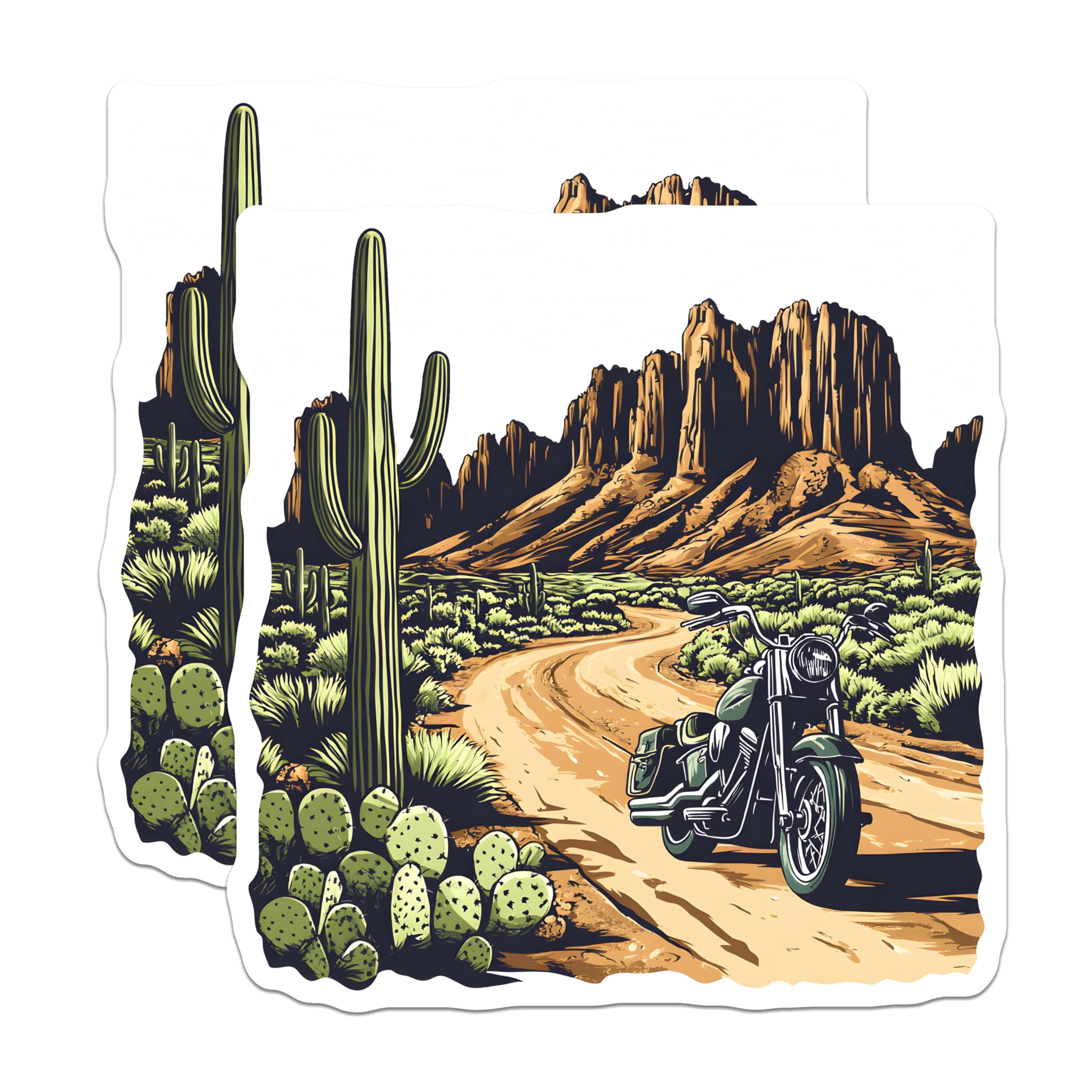 Swothwest Sticker (2 Pack) Motorcycle Stickers - Desert Landscape - Southwest Art ...