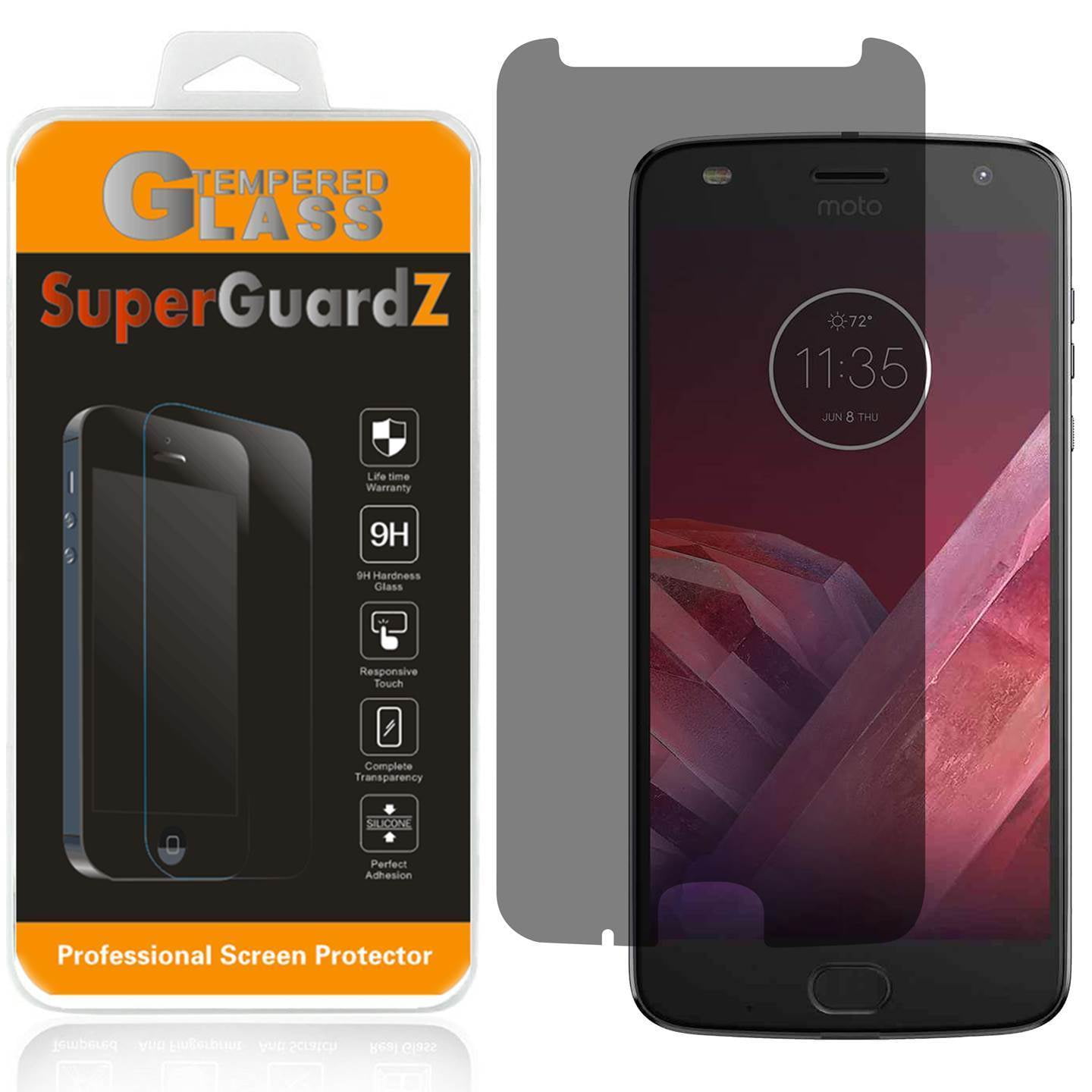 2 Protezioni Schermo In Vetro Temperato Per Motorola Moto Z Force Droid Full Coverage Marca Supershieldz 731046