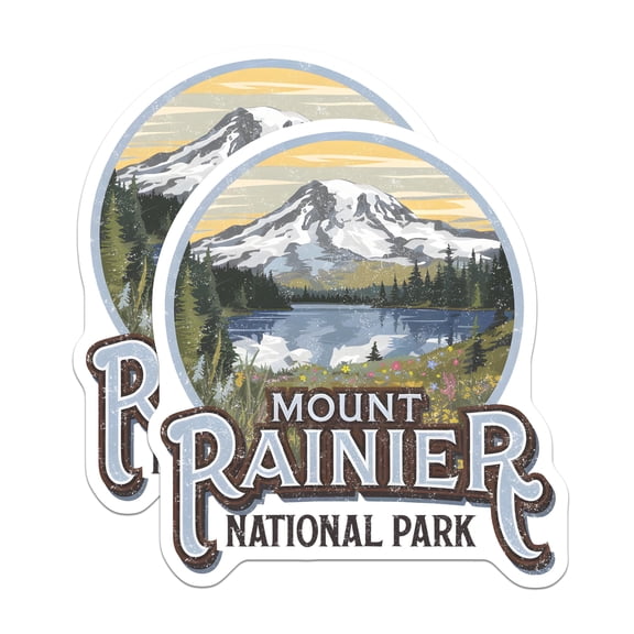(2 Pack) Mount Rainier Magnets - National Park Souvenir - Washington State Decor - 5" On Longest Side - Premium Magnet - for Cars, Refrigerators, Toolboxes, Lockers - Made in USA - MAG17633