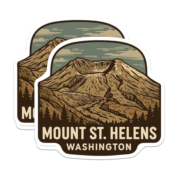 (2 Pack) Mount St Helens Magnets - Washington Volcano Decor - Pacific Northwest Adventure Souvenir - 5 Inches On Longest Side - Thick Durable Magnet - Made in USA - MAG19605