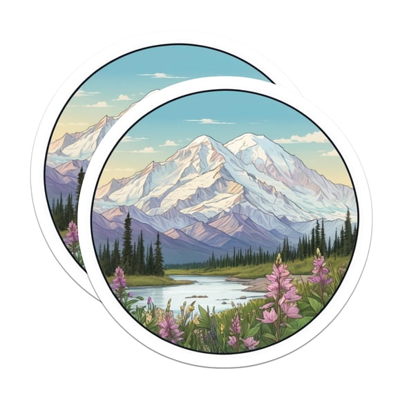 (2 Pack) Mountain Scene Magnets - Landscape Art - Scenic Decor Magnets - 5" On Longest Side - Premium Magnet - for Cars, Refrigerators, Toolboxes, Lockers - Made in USA - MAG17914
