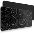 thumbnail image 1 of 2 Pack Mouse Pad Gaming Keyboard Pad 31.5 x 11.8in Large Computer Mouse Pad Black White Mouse Pad with Anti-Slip Rubber Base and Stitched Edges, Black and White Topographic Mouse Pad, 1 of 7