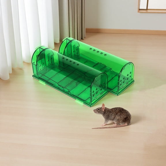 2-Pack Mouse Trap – Humane Catch and Release Trap for Indoor & Outdoor, Reusable Plastic Rodent Trap with Sensitive Trigger, Safe for Kids and Pets