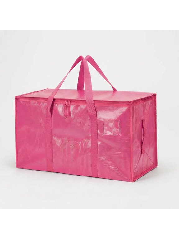 2 Pack Moving Bags Heavy-Duty Extra Large, Moving Totes Bag with Zippers & Carrying Handles for Space Saving, Moving Boxes Dorm College Packing Supplies(Pink)