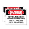 thumbnail image 1 of (2 Pack) Moving Gate Can Cause Serious Injury Or OSHA Danger Sign 14 Inch X 10 Inch Plastic Sign, Weather Resistant, UV Protected for Workplace, Business, and Construction Site, Made in, 1 of 8