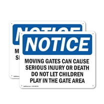 (2 Pack) Moving Gate Can Cause Serious Injury Or OSHA Notice Sign 14 Inch X 10 Inch Indoor / Outdoor Rust-Free Aluminum Metal Signs for Workplace, Workshop, and Construction Site, Made