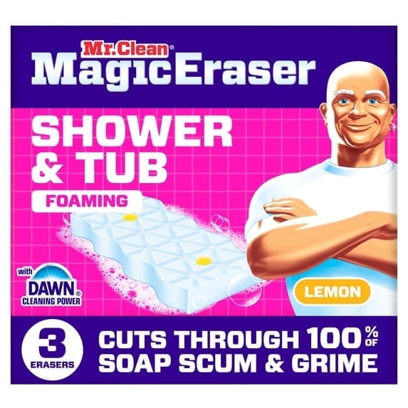 2 Pack - Mr. Clean Magic Eraser Sponge, Shower & Tub Cleaner, Lemon, 3 Count
