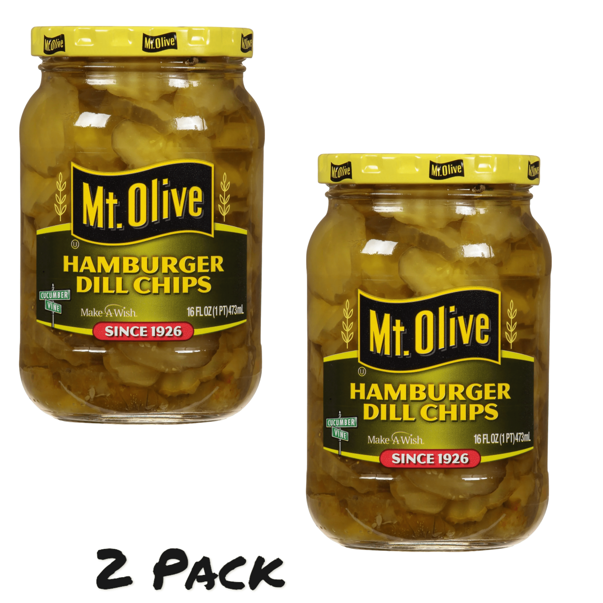 ( 2 Pack ) Mt Olive Hamburger Dill Chips Pickles 16 oz