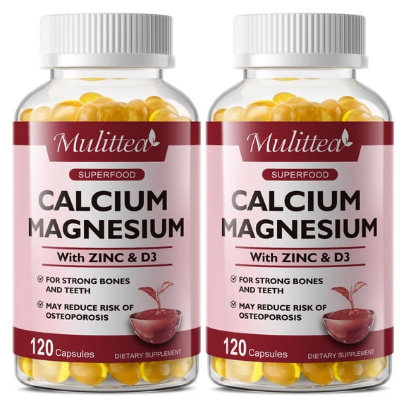 Mulittea Calcium Magnesium Zinc with D3, Bone & Muscle Support, 240 Ct, 2 Pack