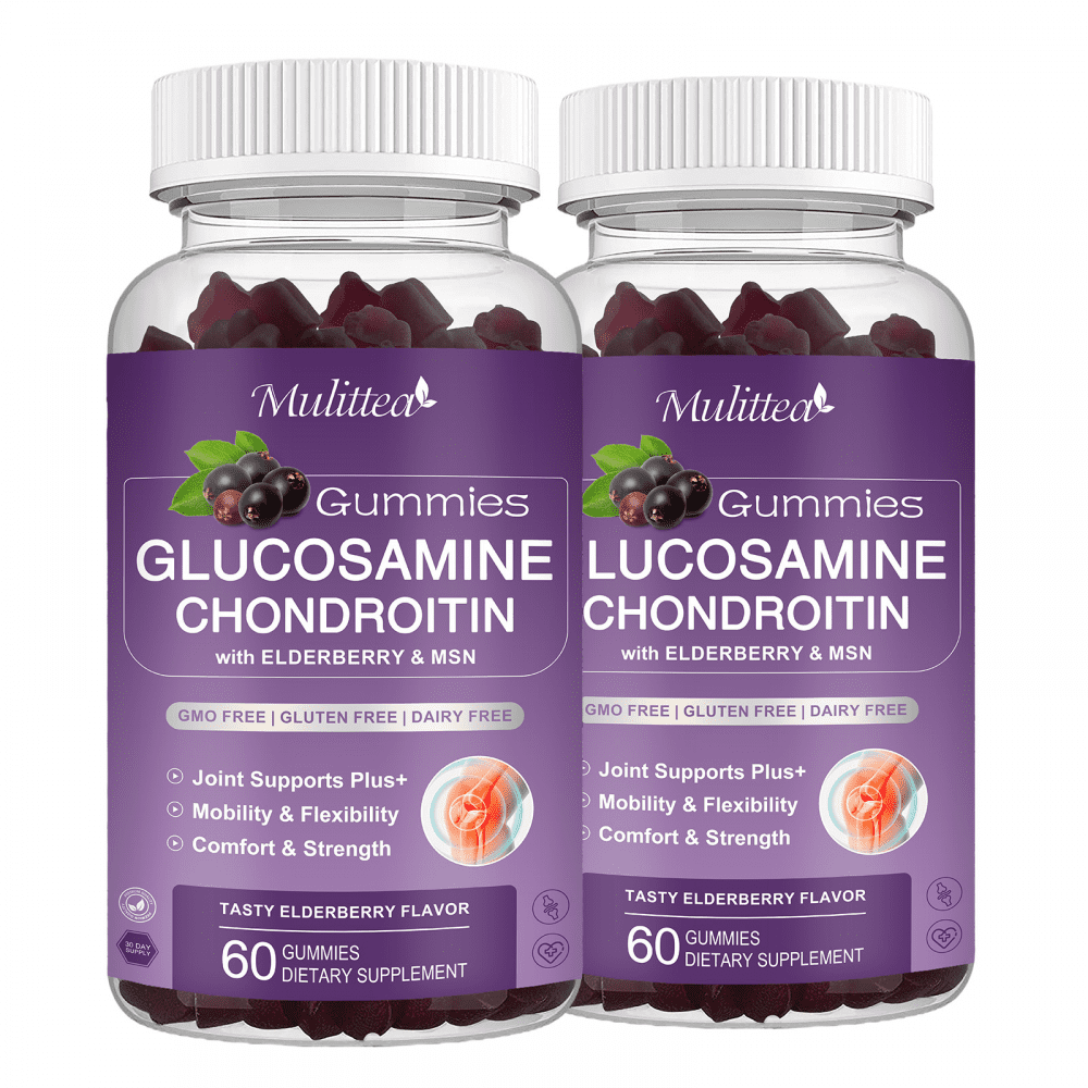 (2 Pack) Mulittea Glucosamine Chondroitin Gummies with MSM & Elderberry