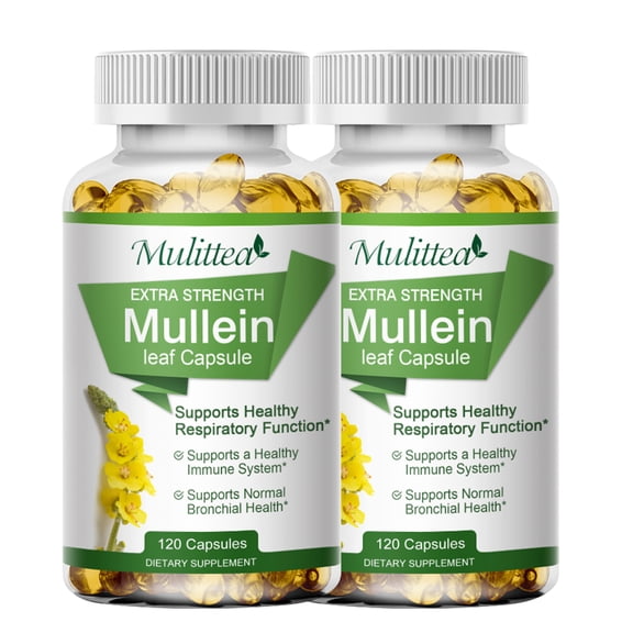 (2 Pack)Mulittea Mullein Leaf Capsules,Support Lung Detox Health Supplement,240 Capsules