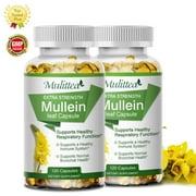 (2 Pack)Mulittea Mullein Leaf Capsules,Support Lung Detox Health Supplement,240 Capsules