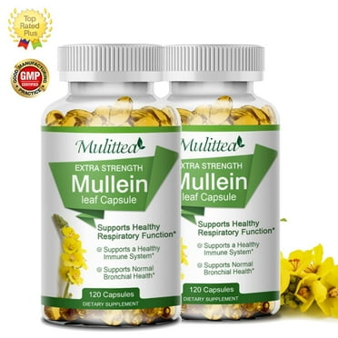 (2 Pack)Mulittea Mullein Leaf Capsules,Support Lung Detox Health Supplement,240 Capsules