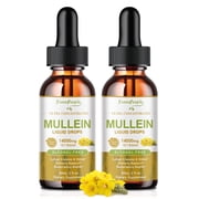 2 PackMullein Drops for Lungs - 1400MG Mullein Leaf Extract for Lungs Detox Support - Respiratory Supplement - 2FL Oz
