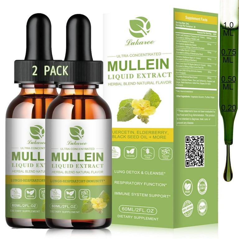 To Clean Lungs Mullein Leaf - Organic 15X Liquid Extract - Respiratory & Lung Health | Herbal Goodness Detox Inhaler