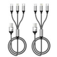 thumbnail image 1 of 2 Pack Multi Charging Cable, 3 in 1 Phone Charger Cord Fast Charging with Micro USB, USB C Cables Compatible with iPhone/iPad/Samsung, Gray, 1 of 7