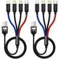 thumbnail image 1 of 2 Pack Multi Charging Cable, 4 in 1 Multi Phone Charger Cable Fast Charging Cord with USB C, Micro USB Cable Compatible with iPhone/Samsung/Android Phone, Black, 1 of 7