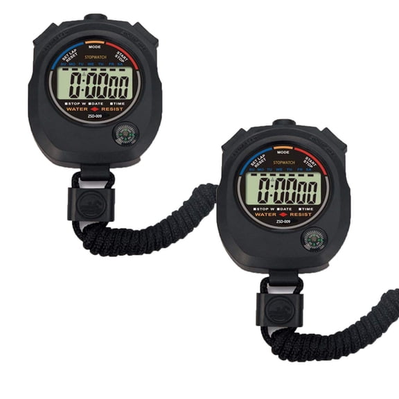 2 Pack Multi-Function Electronic Digital Sport Stopwatch Timer, Large Display with Date Time and Alarm Function,Suitable for Sports Coaches Fitness Coaches and Referees,