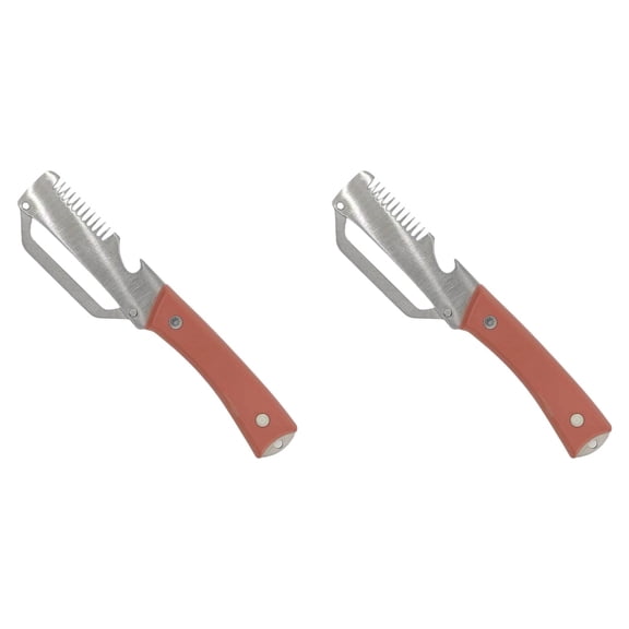 2 Pack Multi-Function Vegetable Peeler, 2-in-1 Stainless Steel Peeler and Corer, Fast Peeling Kitchen Gadget with Non-Slip Handle for Potatoes and Carrots, 19x2 cm (Red)