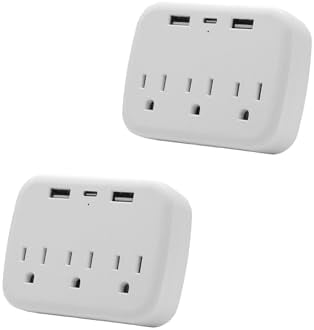2 Pack Multi Plug Outlet Splitter with USB,Surge Protector Outlet ...