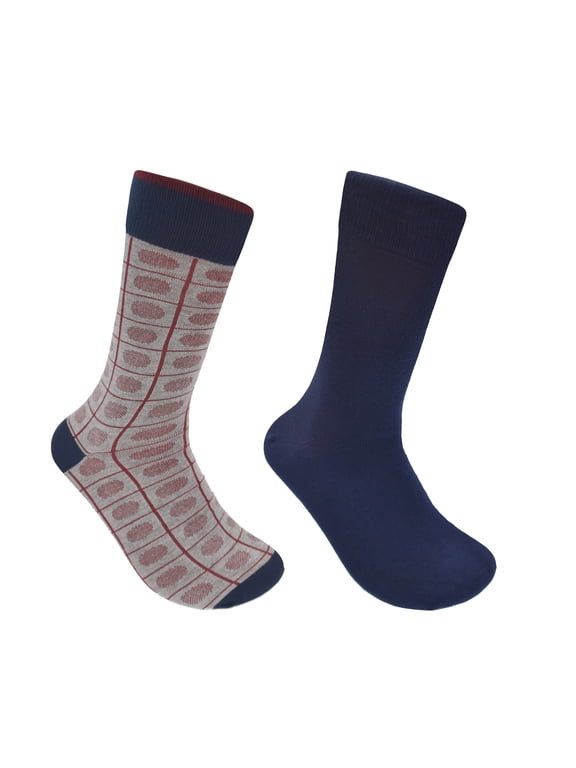Men's Multicolor Patterned and Solid Crew Socks, 2 Pack