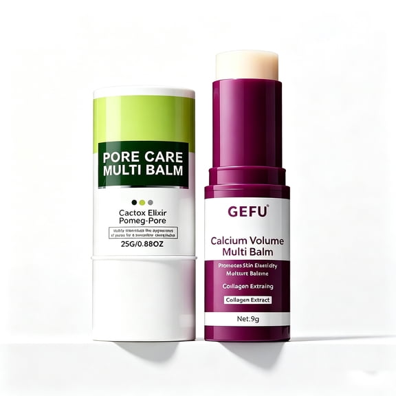 2 Pack Multi Skin Care Balm Stick Set, Pore Minimizing & Collagen Hydrating Facial Solid Balm, Moisturizing Firming All Face Neck Eye Skin Stick